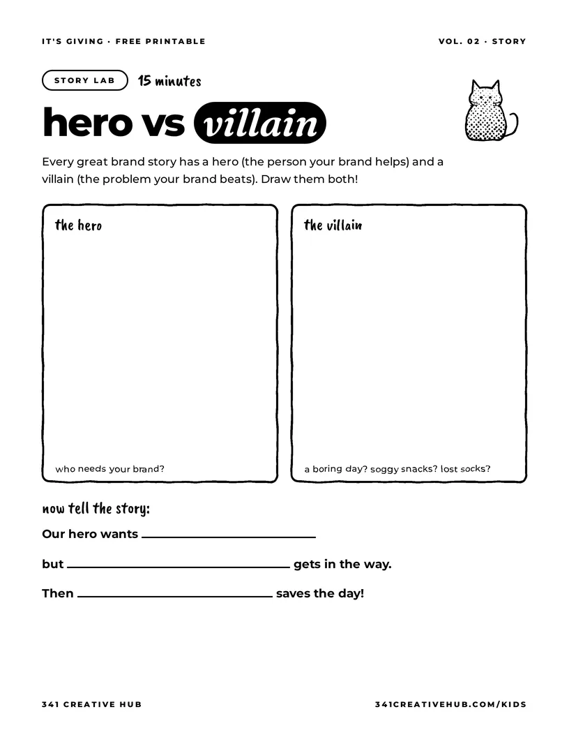 Hero vs Villain, free printable worksheet for kids